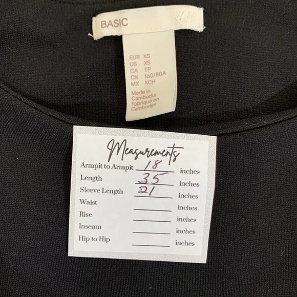 H & M Basic Long Sleeve Dress with Low Pockets Size XS, Black - Picture 7 of 8